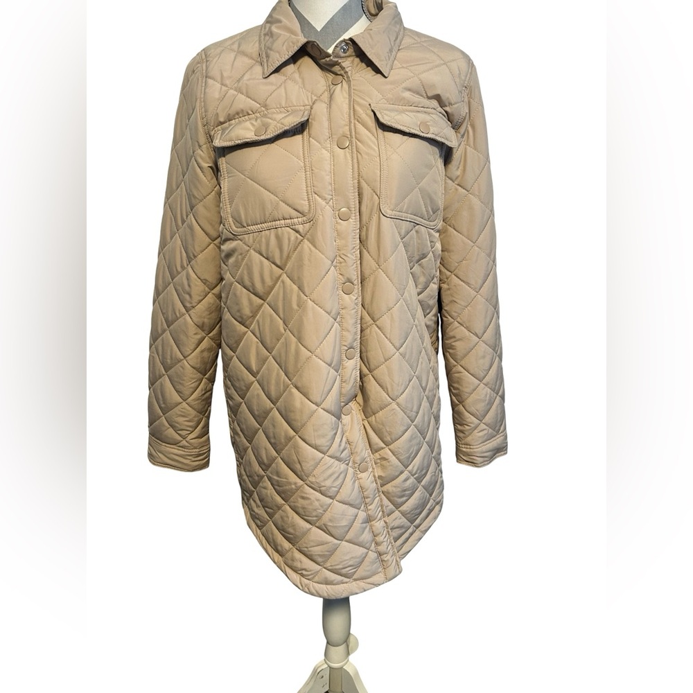 Love Tree Quilted Cream Puffer Jacket